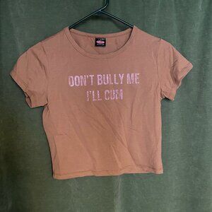 Rhinestone Don't Bully Me Y2K Baby Tee Cherrykitten